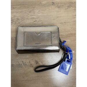 Reed Wristlet Wallet Womens OS Pewter New Metallic Zip Around Bifold Organizer